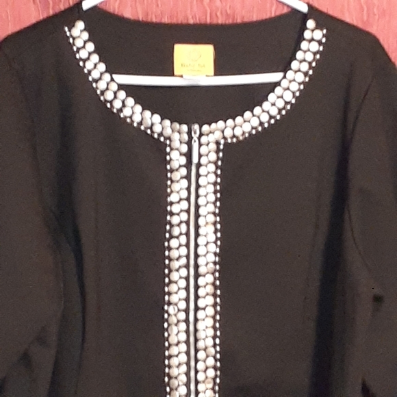 RUBY RD. WOMAN BLACK WITH SILVER TONE HARDWARE WOMEN'S BLOUSE SIZE 18W - Picture 3 of 8